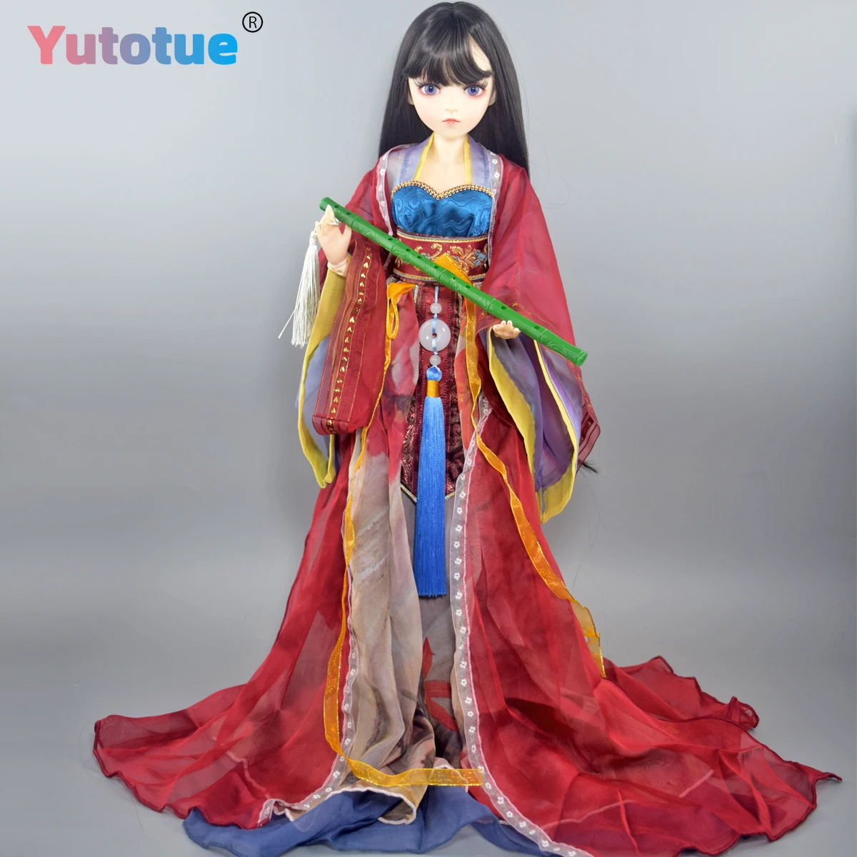 YUTOTUE 60 cm Hoogte Meisje Pop met Afneembare Oude Kleding Pak Lange Zwarte Pruiken Speelgoed 1/3 BJD Pop Levensechte