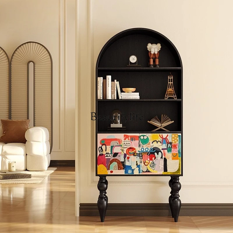 

Modern simple cartoon cute household solid wood tall bookcase entry porch storage chest