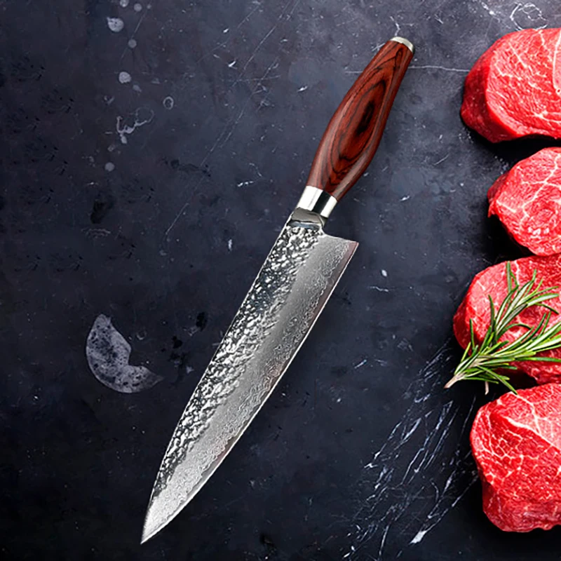 

FINDKING 7.5 Inch Chef Knife 67-layers Damascus VG-10 Steel Blade Wood Handle Slicing Cleaver Handmade Japanese Kitchen Knives