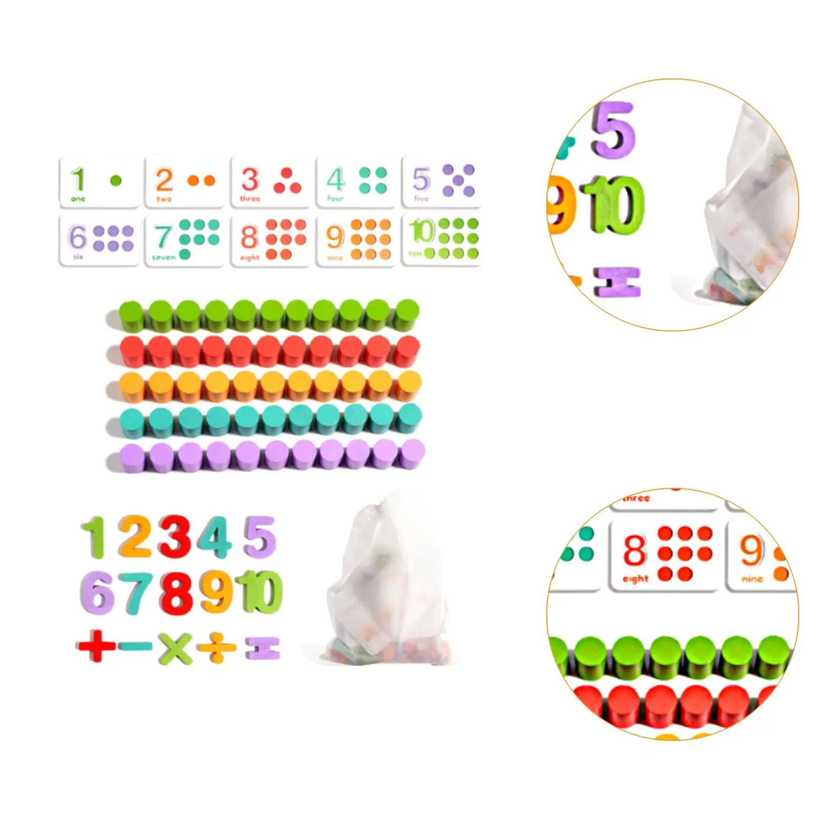 Counting Wooden Toys Educational Math Game Early Learning with 55 Pegs for Home School