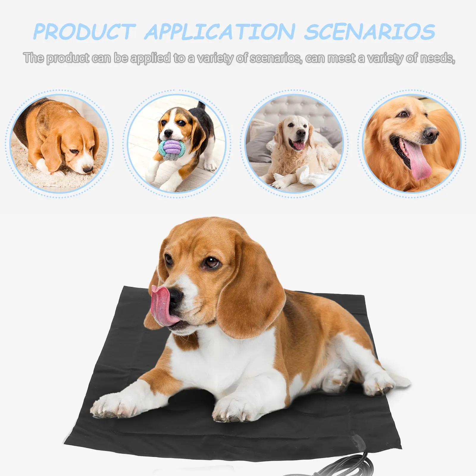 USB Powered Pet Heating Pad Adjustable Temperature Timer Safety Auto Shut Off Heated Mat for Cats Dogs Kittens Small Animals
