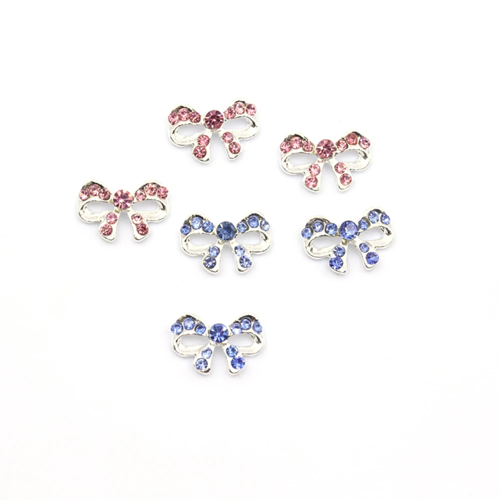 10pcs เพชรริบบิ้นเล็บ Charm 3D หรูหราคริสตัล Hollow ริบบิ้นตกแต่งเล็บ DIY ญี่ปุ่นออกแบบเล็บอะไหล่