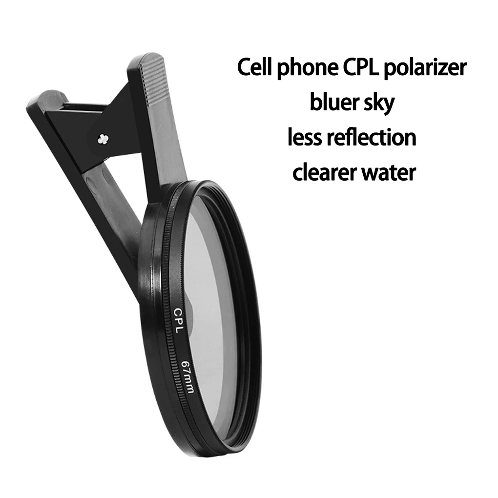 67 مللي متر CPL مرشح كاميرا دائرية ملحقات سوداء عالمية مع مشبك محمول احترافي للهاتف المستقطب عدسة زاوية واسعة