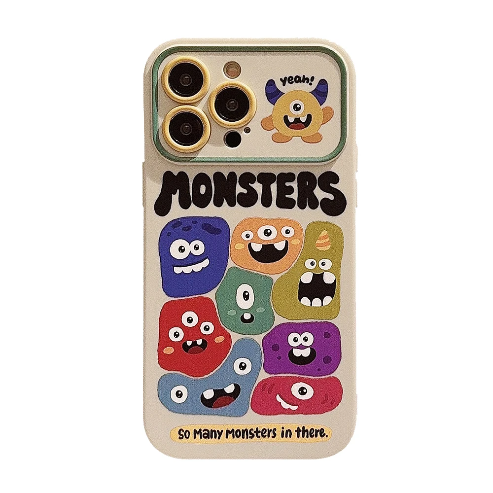 Ins Style Phone Case For iPhone 14 ProMax 15 Plus 13 12 11 XR XsMax Xs X Alien Monster Personality Cartoon Pattern TPU Material