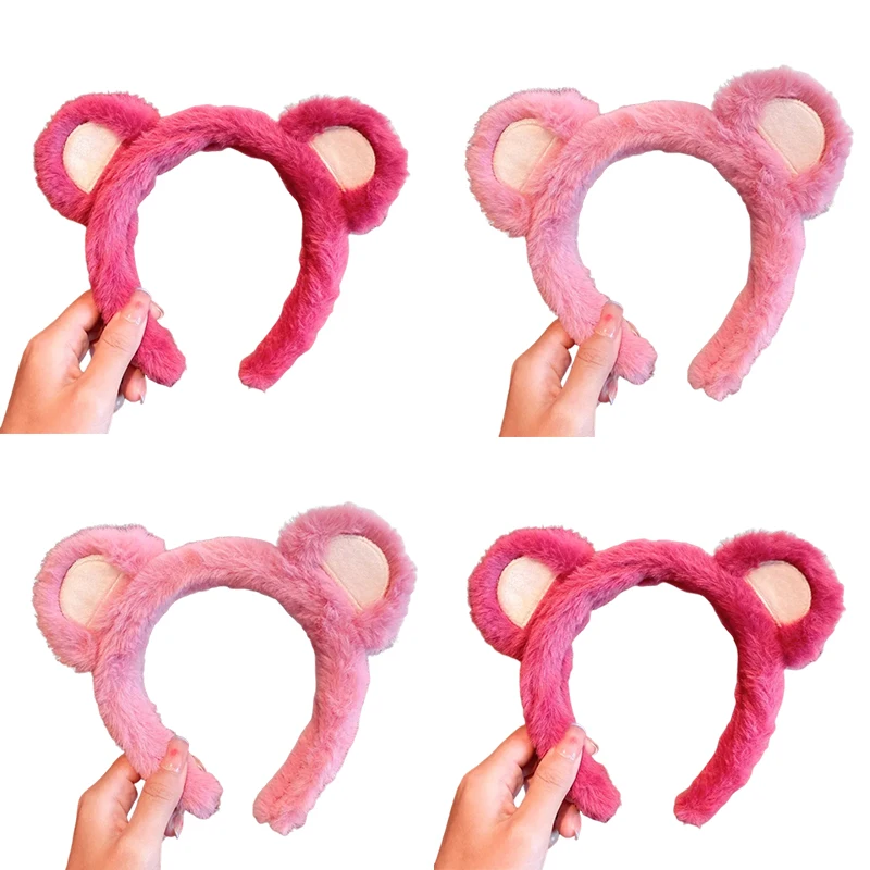 Toy Story3 Ears Head Band Girls Pink Lotso Hairband Women Cartoon Plush Headband Kids Disney Hair Accessories Baby Festival Gift