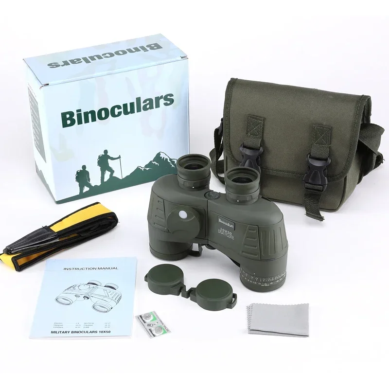 10x50 Compass German Binoculars Laser Rangefinder 5000m Long Range Distance Binoculars Measuring with Rangefinder