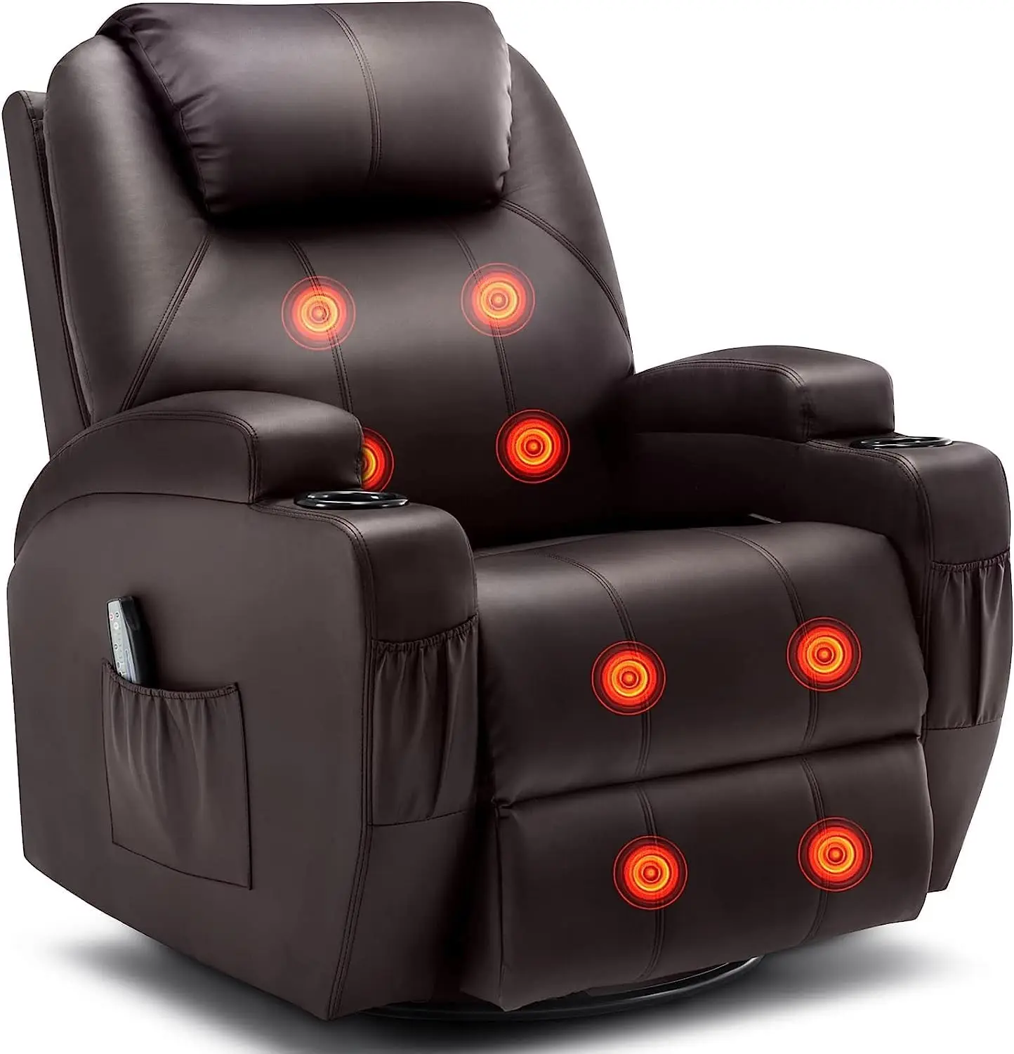 

Recliner Chair, Rocking Chair with Massage and Heat, 360° Swivel Recliner Chairs for Adults, Rocker Manual Recliner with Remote