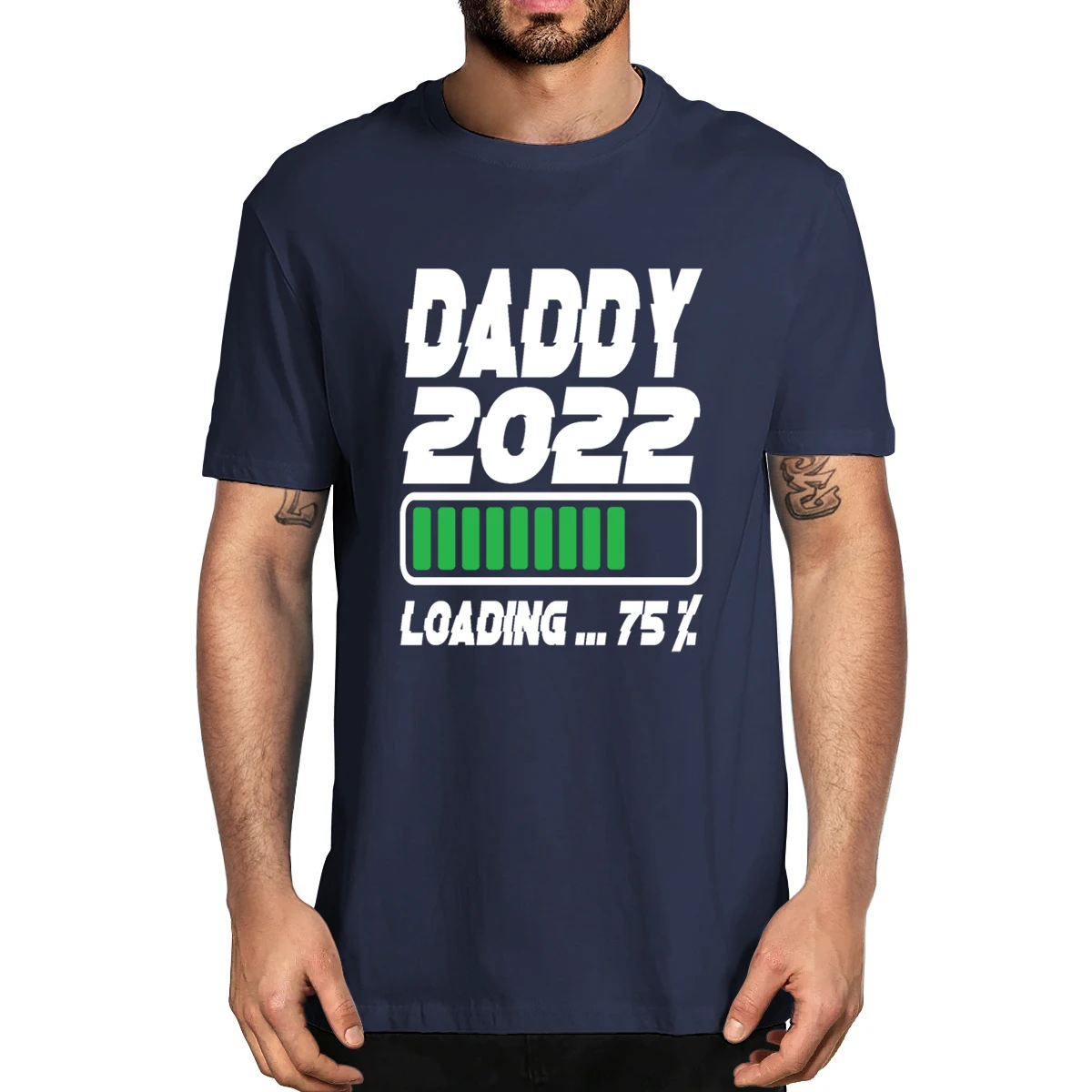 

100% Cotton Mens Promoted To Daddy Est. 2022 Loading Future Dad Men's Novelty T-Shirt Women Casual Streetwear Harajuku Soft Tee