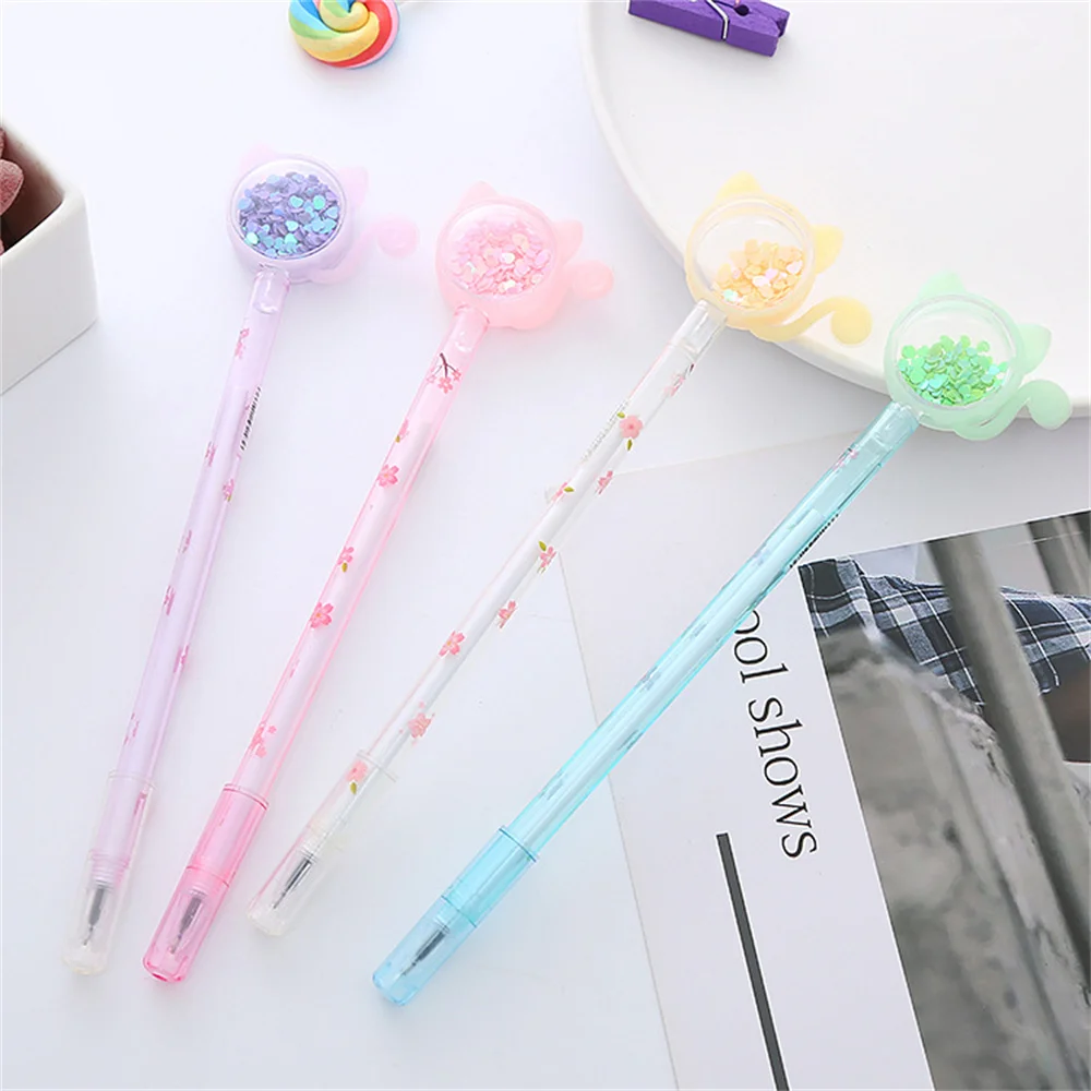 1~8PCS Creative Multicolor Cat Glitter Recreation Cute Gel Pen Kawaii Pens School Office & School Pen Ballpen