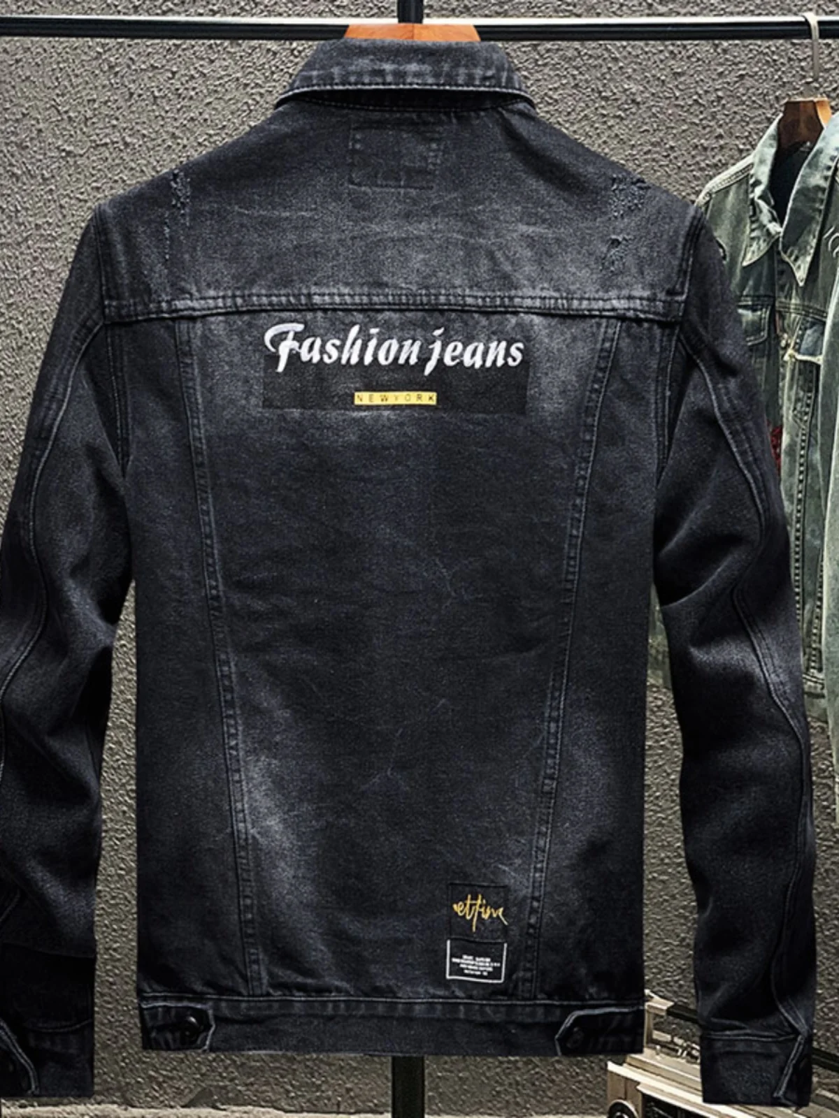 

Retro Letter Embroidery Jeans Jaet Men's Slim Fit Trendy Haome All-Match Jaet Trendy Brand Japanese Sle Top