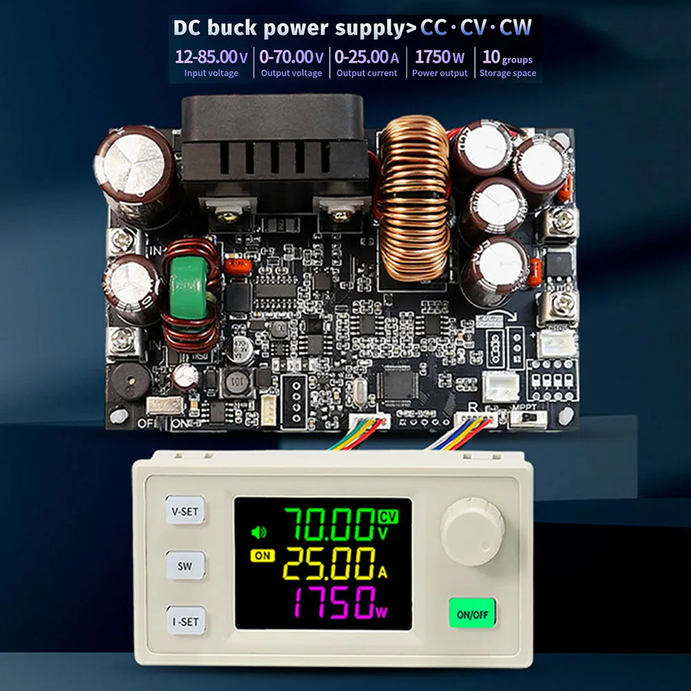 XY7025 DC12-85V CNC DC Adjustable Buck Power Supply Voltage Regulator Constant Voltage Constant Current Module 25A 1750W MPPT