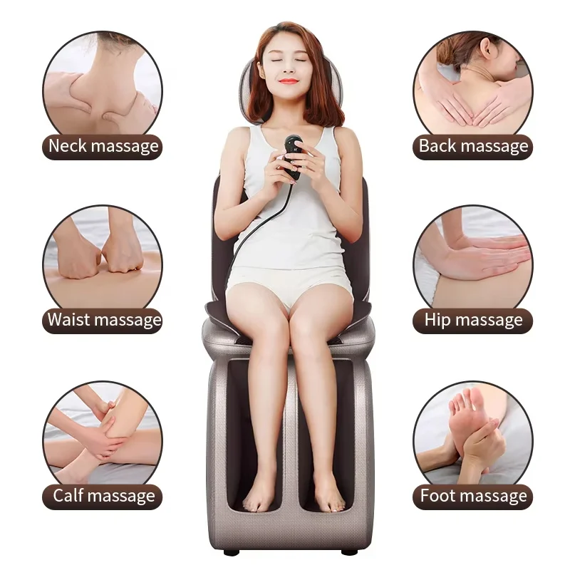 Upgrade elektrische volledige lichaamsmassagestoel nek rug taille been infrarood verwarming trillingen kneden shiatsu kussen stoelontspanning