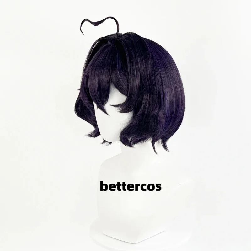 Anime Hiiragi Utena Cosplay Wig Short Scalp Purple Black Wig Heat Resistant Synthetic Wigs Halloween Party Wigs + Free Wig Cap