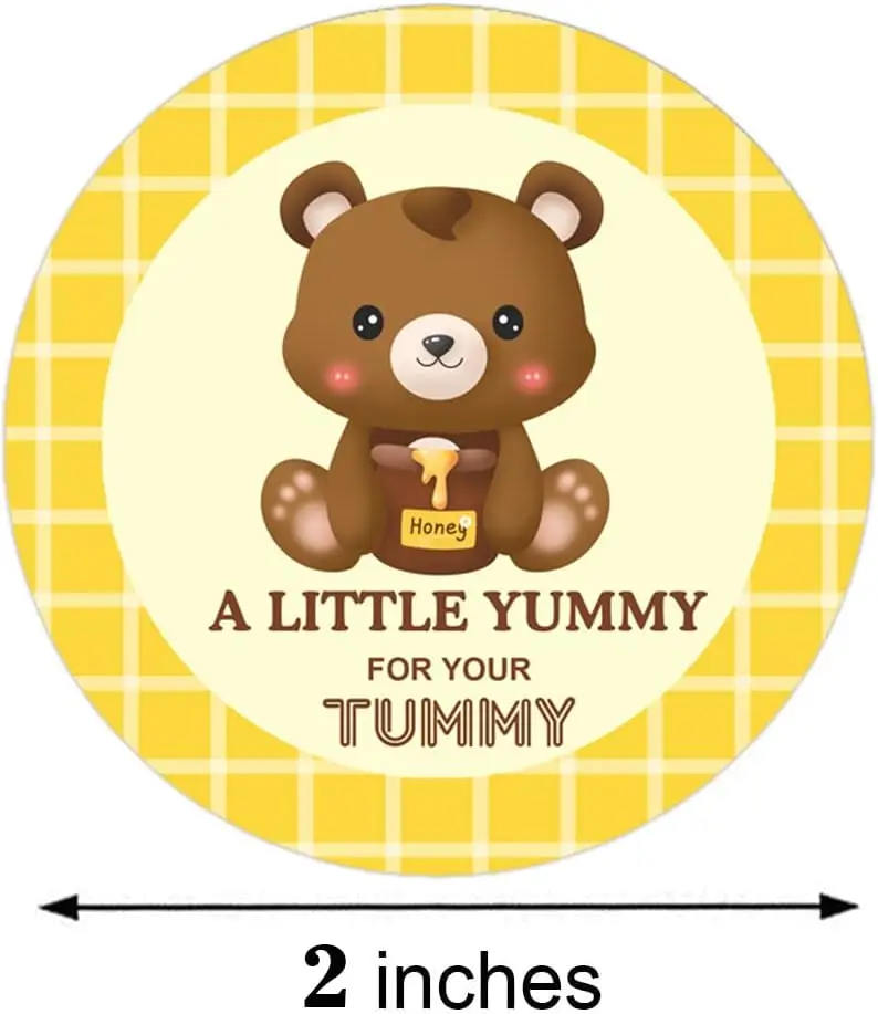 120pcs A Little Yummy for Your Tummy Stickers 2*2 Inches Stickers Perfect for Birthday Baby Shower Decorations Honey Jar Wedding