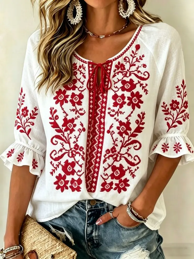 Versatile Casual Women's Minimalist Half Sleeve Blouse, Loose Neat Cut, Soft Texture For Dating And Daily Wear