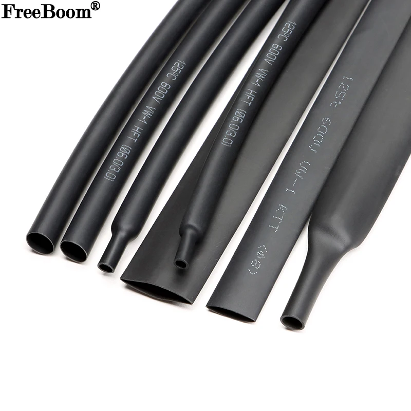 

1~10m Heat Shrink Heatshrink Tube 2:1 Black Diameter 0.6mm ~ 80mm Tubing Sleeving DIY Wrap Wire Repair Cable Protecctor