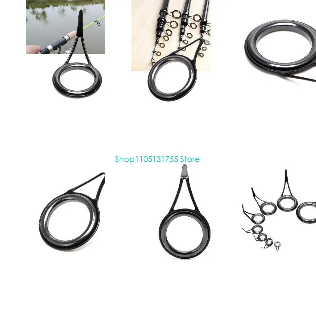 K0EF 8pcs 8 Size Fishing Rod Guide Tip Top Ring Circle Pole Repair Set Fishing