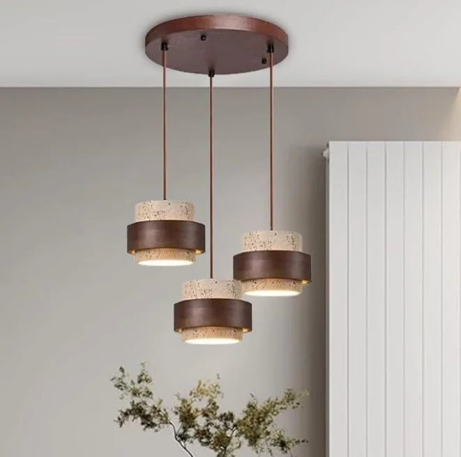 Wabi Sabi grotsteen hanglamp, gele travertijn kroonluchters E27 lamp voor keukeneiland restaurant eetkamer woondecoratie