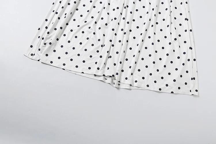 Nibber Chic Vacation 2-teiliges Set für Damen mit Polka-Dot-Print, sexy Neckholder-Bandagen-Crop-Tops mit Schrägausschnitt + hohler, geraffter Rock, Trendanzüge – Detail 23