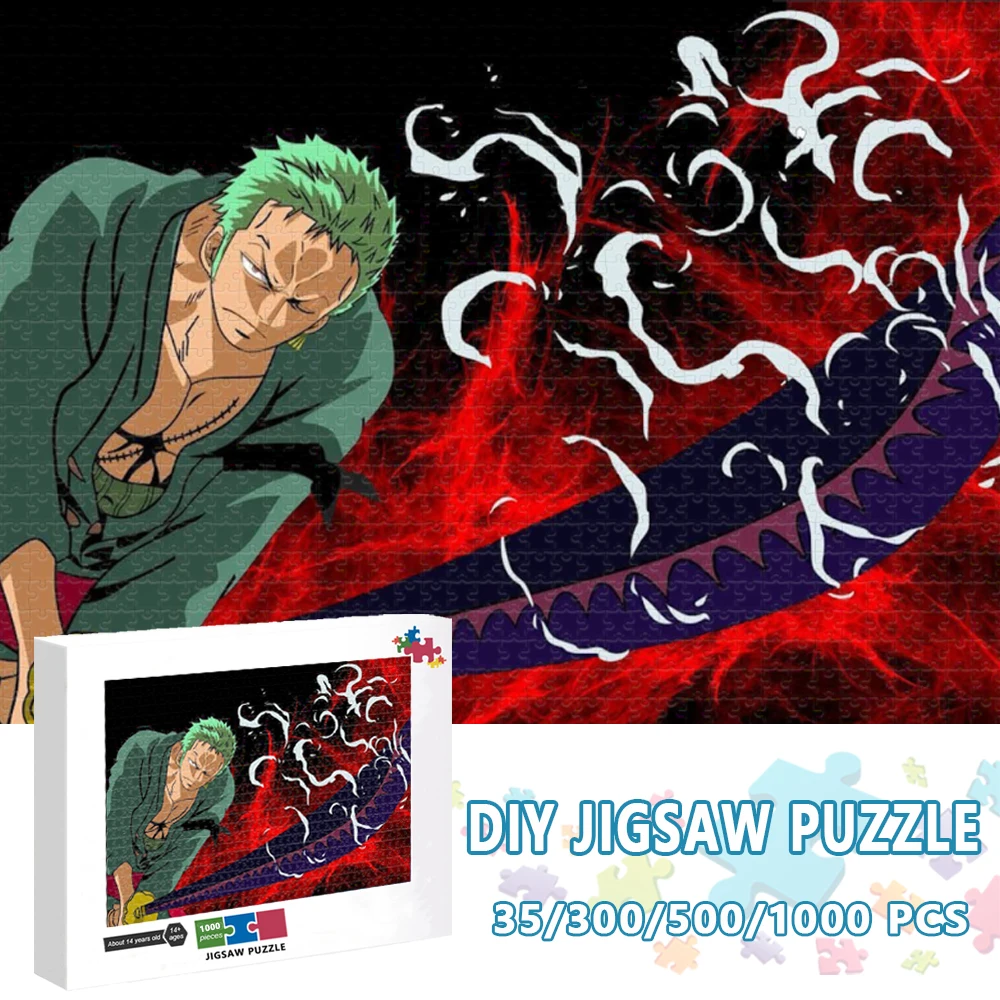 One Piece Jigsaw Puzzle Roronoa Zoro 500/1000 Pieces Anime Educational Children's Toys Adult Decompression Cartoon Jigsaw Puzzle