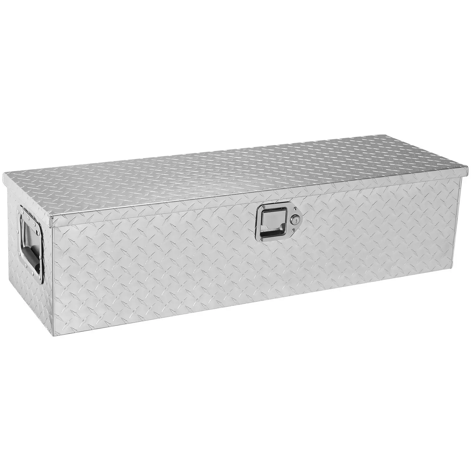 Heavy Duty Aluminum Truck Bed Tool Box, Diamond Plate Tool Box with Side Handle and Lock Keys, Storage Tool Box Chest Box Organizer for Pickup, Truck Bed, RV, Trailer, 39