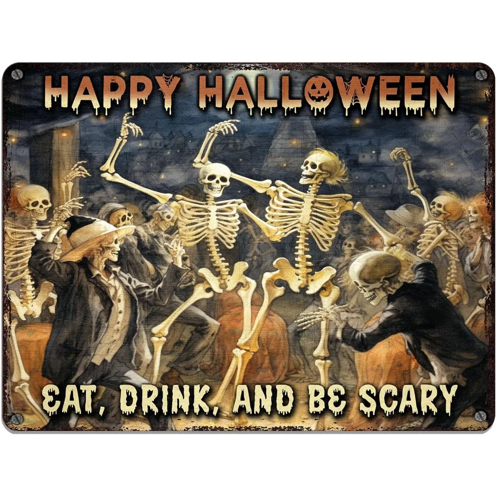 Halloween Haunted House Metal Tin Sign - Gothic Scary Spooky Party Decor for Garden Yard Indoor Outdoor Wall Art