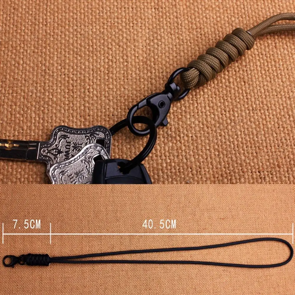 Paracord Keychain Lanyard Rotatable Buckle High Strength Parachute Cord Self-Defense Emergency Survival Backpack Key Ring Neck