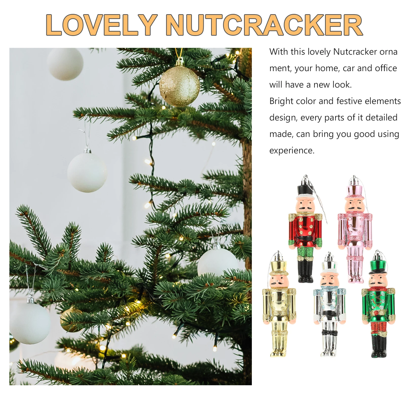 

5pcs Plastic Pendant Soldier Plastic Nutcracker Craft Hanging Ornament Xmas Tree Decor Festival Craft Gift Home Decoration