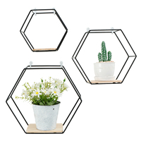 3Pcs Hexagon Shape Wall Floating Shelves for Living Room Bedroom Home Decoration Wall Mounted Storage Shelves Handicraft Display