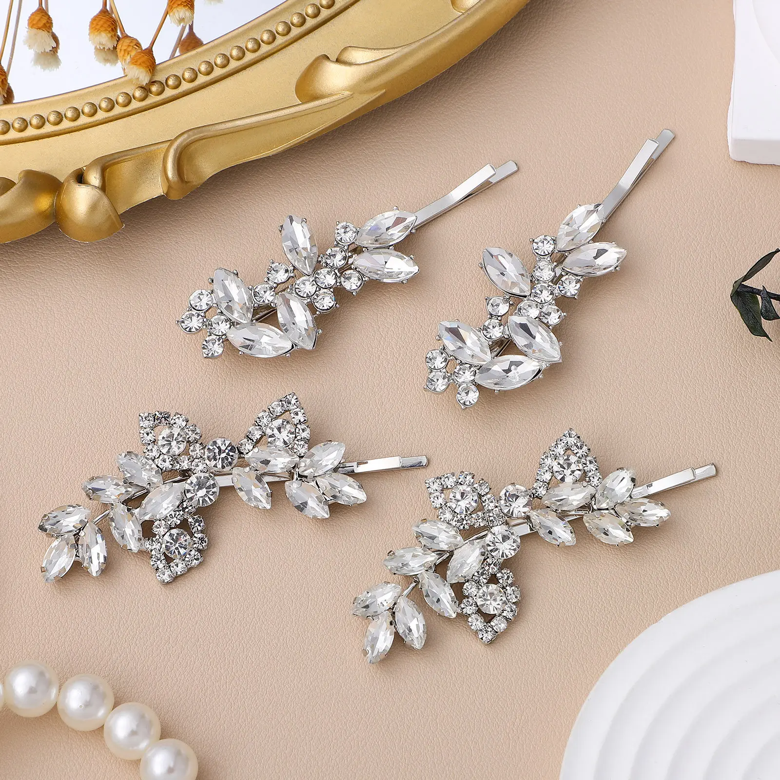 

4Pcs Rhinestone Hairpins Bridal Hair Clips Wedding Hair Accessories for Bridesmaids Elegant Decorative Bobby Pins