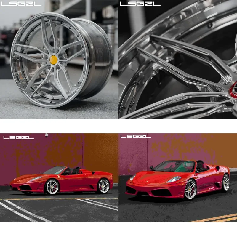 Rines de Aleación Forjada de 3 Piezas i Spoke Wire de 21 Pulgadas para F430 Monoblock 5x130 5x114.3 5x120 Deep Dish 5x127