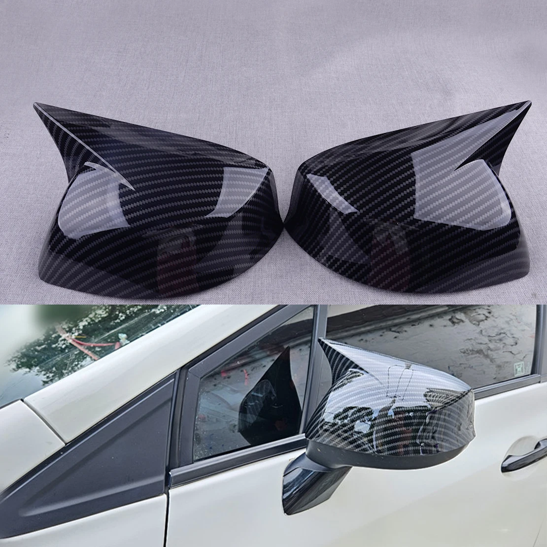 

1 пара накладок на боковые зеркала заднего вида в стиле «бычий рог» для Honda Civic 9-го поколения 2012-2015, карбон