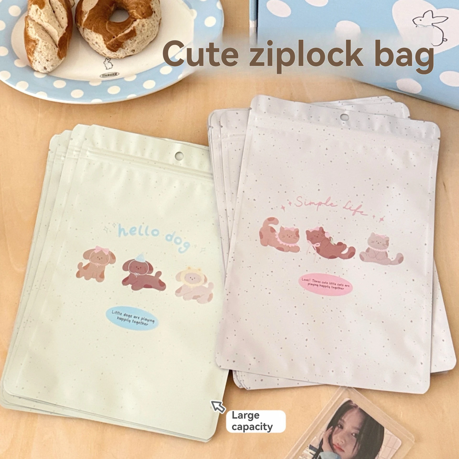 10/20 Stück selbstverschließende Beutel mit niedlichen Katzen und Hunden für Kartenverpackungen, Geschenkverpackungen, versiegelte Beutel – Detail 4