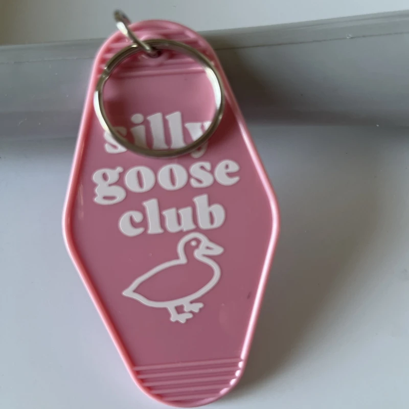 Silly Goose Club Cartoon Cute Acrylic HOTEL KeyChain Keyring Tag Key Chains TV Show Office Fans Funny Accessory Custom logo