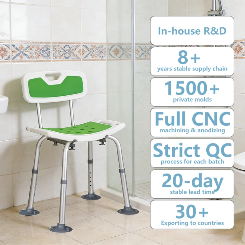 

Simplywalk Aluminum Alloy 136KG Bath Shower Chair Slip Resistant Step Nursing Home Supplies MDR CE Certification Annual Contract