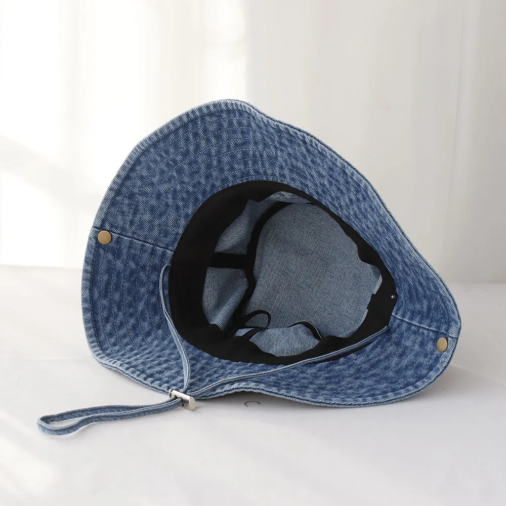 2025 للجنسين القطن دلو القبعات النساء الصيف واقية من الشمس بنما قبعة الرجال الدنيم النسيج القبعة في الهواء الطلق صياد قبعة قبعة الشاطئ #6