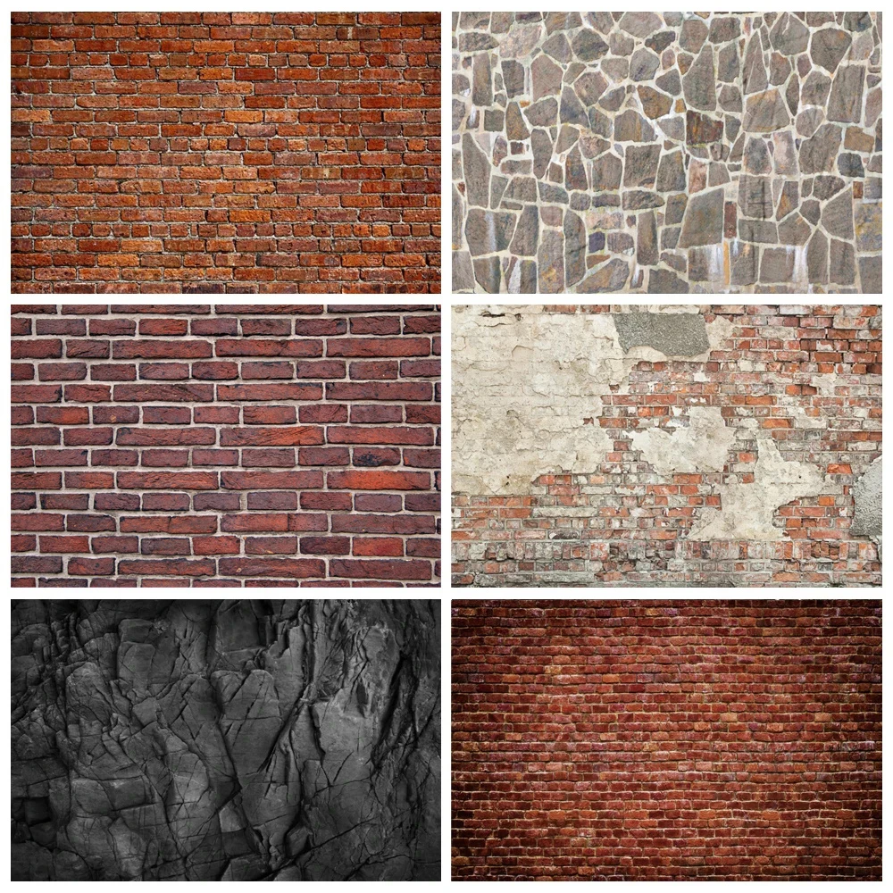 

Laeacco Old Brick Wall Backdrops Black Carbon Stone Cave Marble Texture Pattern Family Shoot Interior Photographic Background