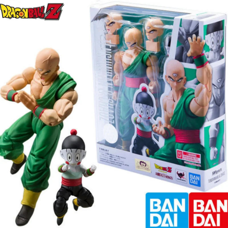 Bandai Original Dragon Ball Z Shfiguart Tien Shinhan Chiaotzu Action Figures 2nd Edition Pvc Anime Figurine Collection Model Toy