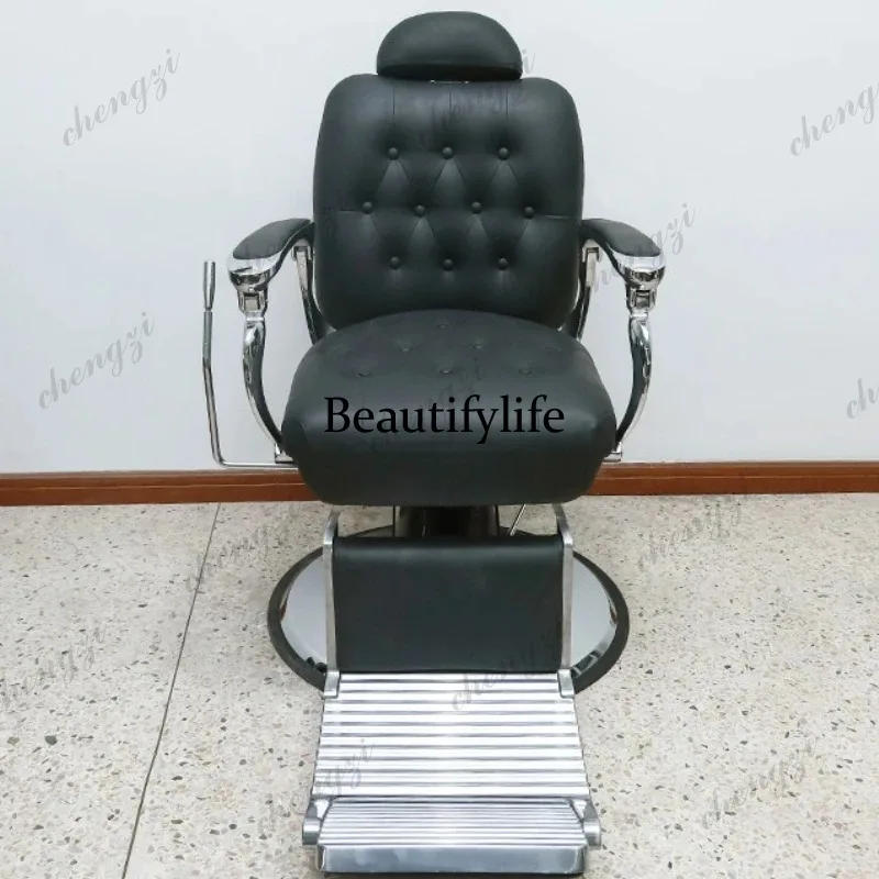 

k182 Hairdressing Adjustable Barber Chair Retro Aluminum Alloy Design Barber Chair Raised Vintage Salon Furniture
