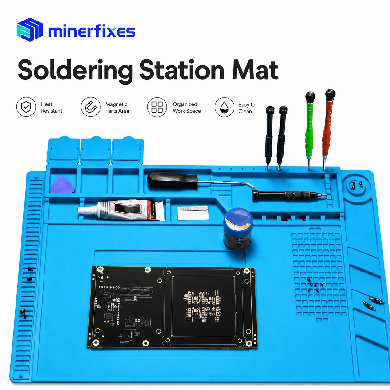 Bitcoin Silicone Soldering Station Mat Heat Resistant Repair Pad Work Mat for Gamma NerdQaxe++ Miner Phone PC Electronics Repai