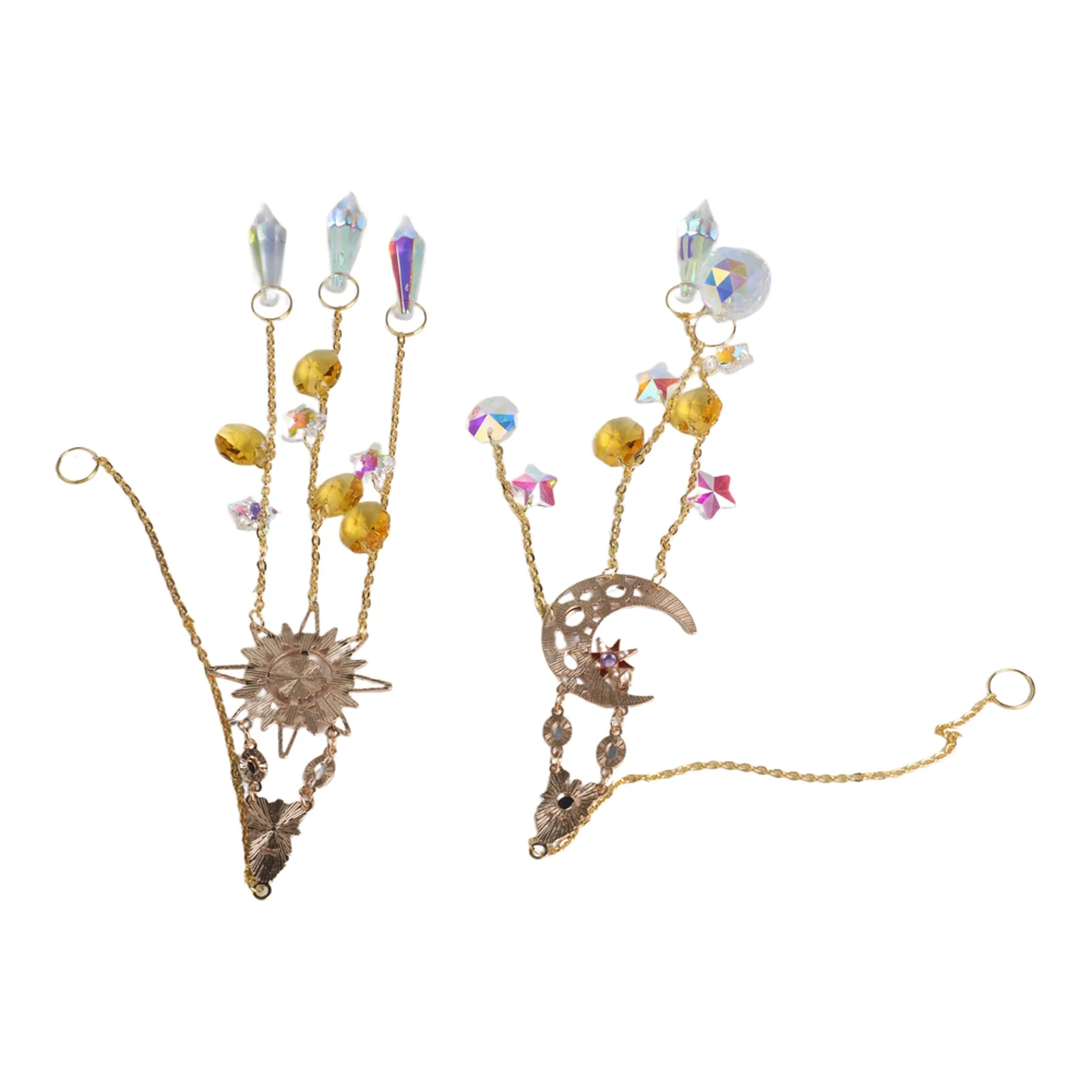 Star Moon Wind Chime Quartz Sun Catcher For Garden Outdoor Wedding Party Home Decor Hanging Ornament