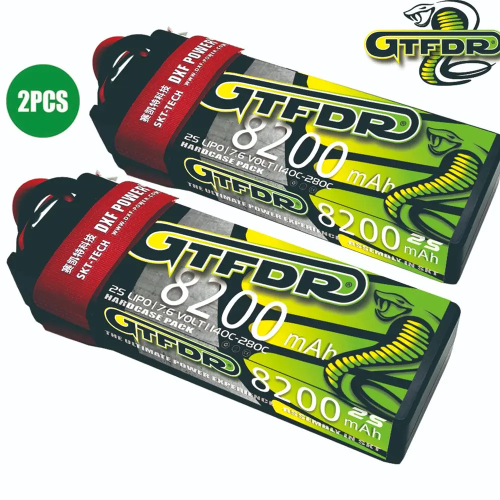 2PCS GTFDR Lipo 2S Battery 7.4V 7.6V 8400Mah 8200Mah 7500Mah 7000Mah 6400Mah 120C 140C Graphene For 1/10 RC Buggy Truck Car