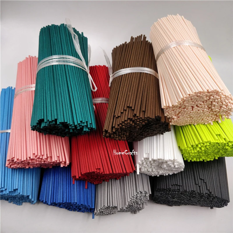 100pcs 22cmx3mm Colored Fiber Rattan Sticks Fragrance Oil Reed Diffuser Sticks for Home Decoration Air Freshener Refill Sticks