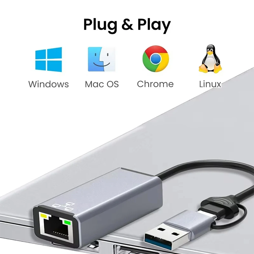 1000 متر USB محول إيثرنت USB السلكية جيجابت بطاقة الشبكة 1000/100Mbps USB3.0/2.0 إلى RJ45 Lan محول لأجهزة الكمبيوتر المحمول ويندوز 10