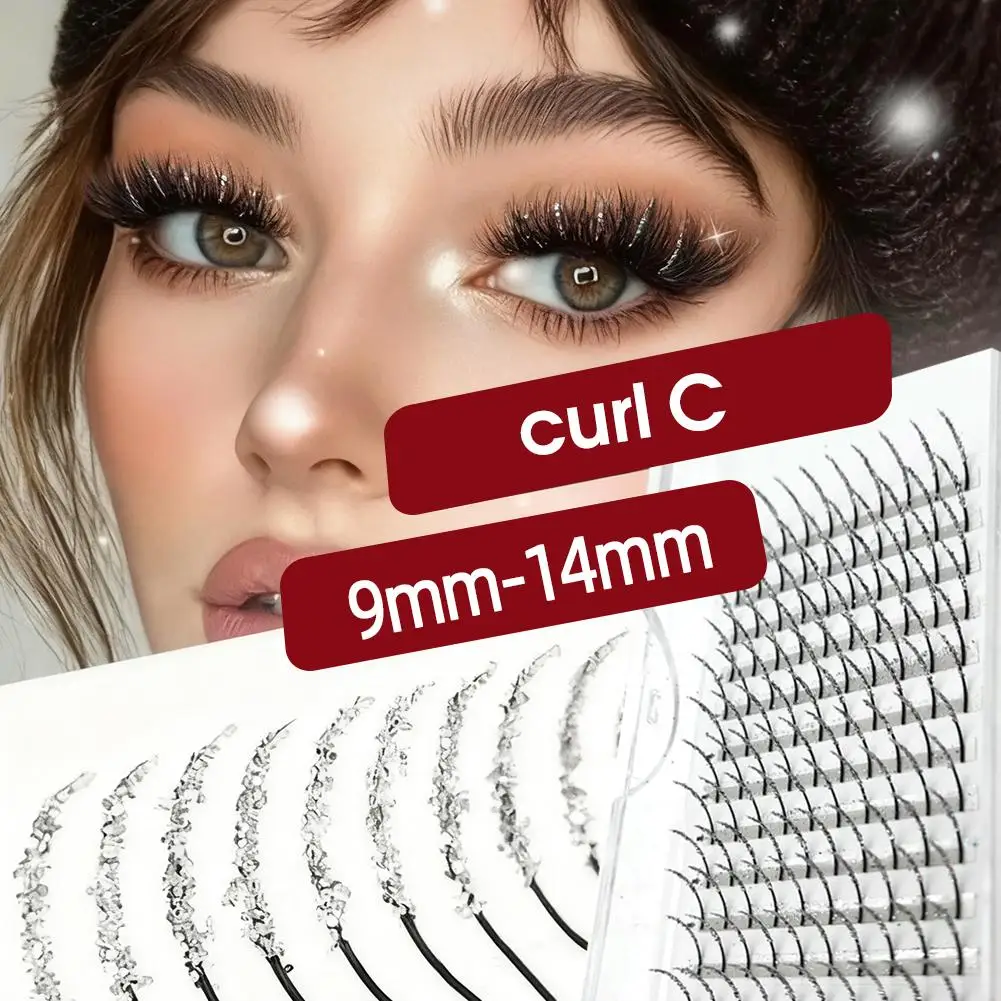 Christmas Glitter Eyelashes, Silver Rhinestone Individual Lashes for Party Makeup, 120pcs Fluffy False Eyelash Extensions