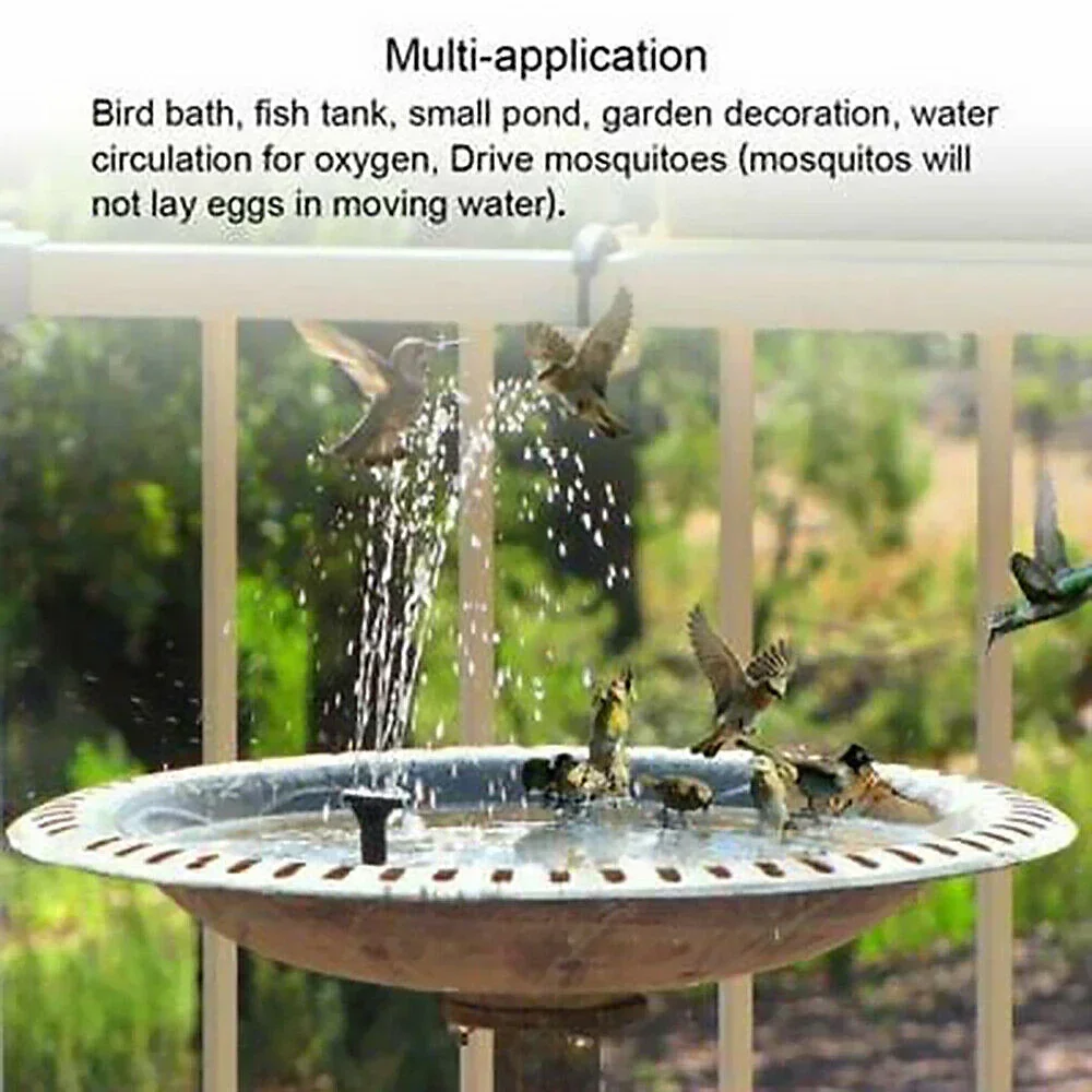 

13cm Solar Fountain Pump Floating Solar Panel Bird Baths Water Fountain with 6 Nozzles for Garden Outdoor Water Pool Pond Decor