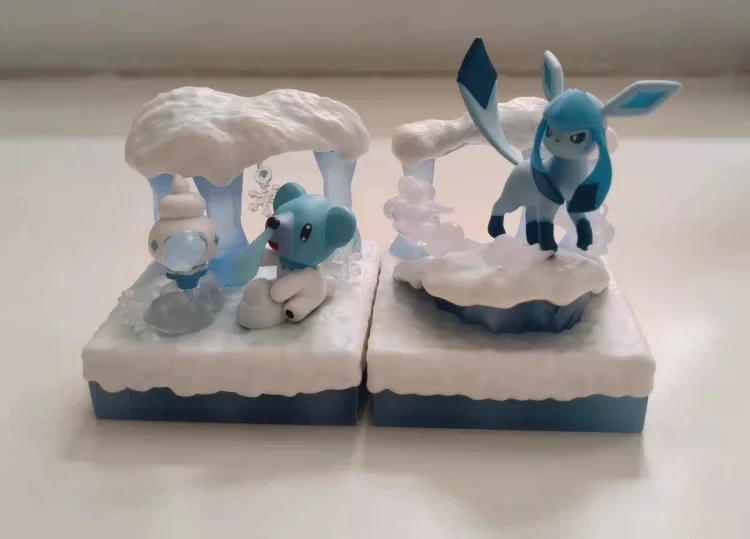 New Re-Ment Pokemon World Series 3: Frozen Snowfield Figure Anime Pikachu Vulpix Glaceon Cubchoo Spheal Figurine Doll Gifts