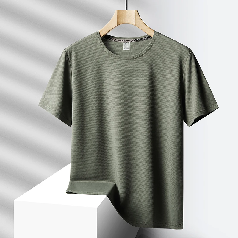 Quick Dry Sport Fashion T Shirt Men\'S 2024 Short Sleeves Summer Casual Black Green OverSize 6XL 7XL Top Tees GYM Tshirt Clothes