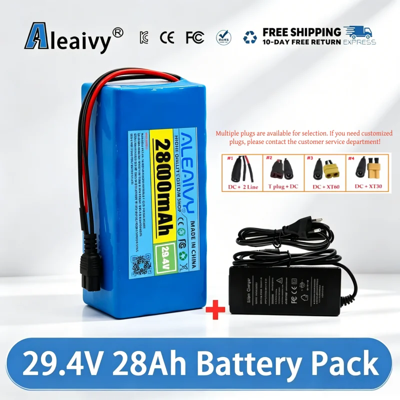 New 24V 28Ah Lithium Battery Pack for Electric Scooter Wheelchair Bag,  7S5P Rechargeable Batteries for 350W Mobility Device
