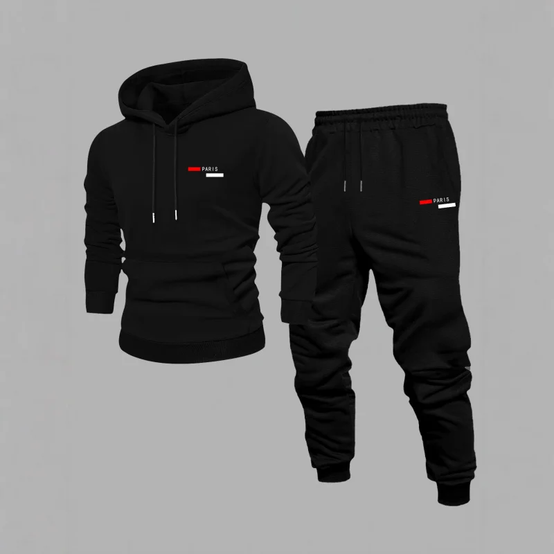 

2025Summer New Men's Fashion Trend Printed Hoodie Sweatpants Casual Daily Set Simple.